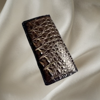 Men’s Long Leather Wallet, Genuine Crocodile Leather, Machine-Stitched, Indonesia Crocodile Leather Original