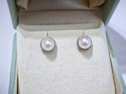 7-7.5mm Japanese akoya pearl stud earrings, S925 silver material (MJ-3001)
