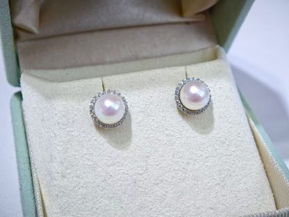 7-7.5mm Japanese akoya pearl stud earrings, S925 silver material (MJ-3001) - Image 4