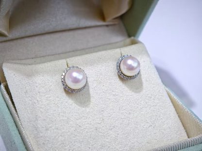 7-7.5mm Japanese akoya pearl stud earrings, S925 silver material (MJ-3001) - Image 3