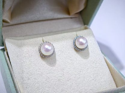 7-7.5mm Japanese akoya pearl stud earrings, S925 silver material (MJ-3001) - Image 2