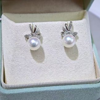 7.5-8 mm Japanese akoya pearl stud earrings, S925 silver material (MJ-3002)