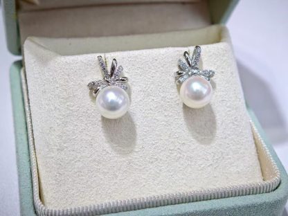 7.5-8 mm Japanese akoya pearl stud earrings, S925 silver material (MJ-3002) - Image 4