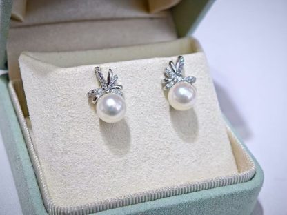 7.5-8 mm Japanese akoya pearl stud earrings, S925 silver material (MJ-3002) - Image 3