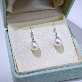 7.5-8mm Japanese akoya pearl stud earrings, S925 silver material (MJ-3003)