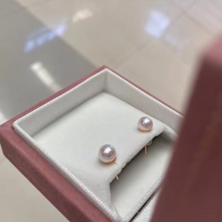 6-7mm Japanese akoya pearl stud earrings, S925 silver plated with 18K gold (MJ-3008)