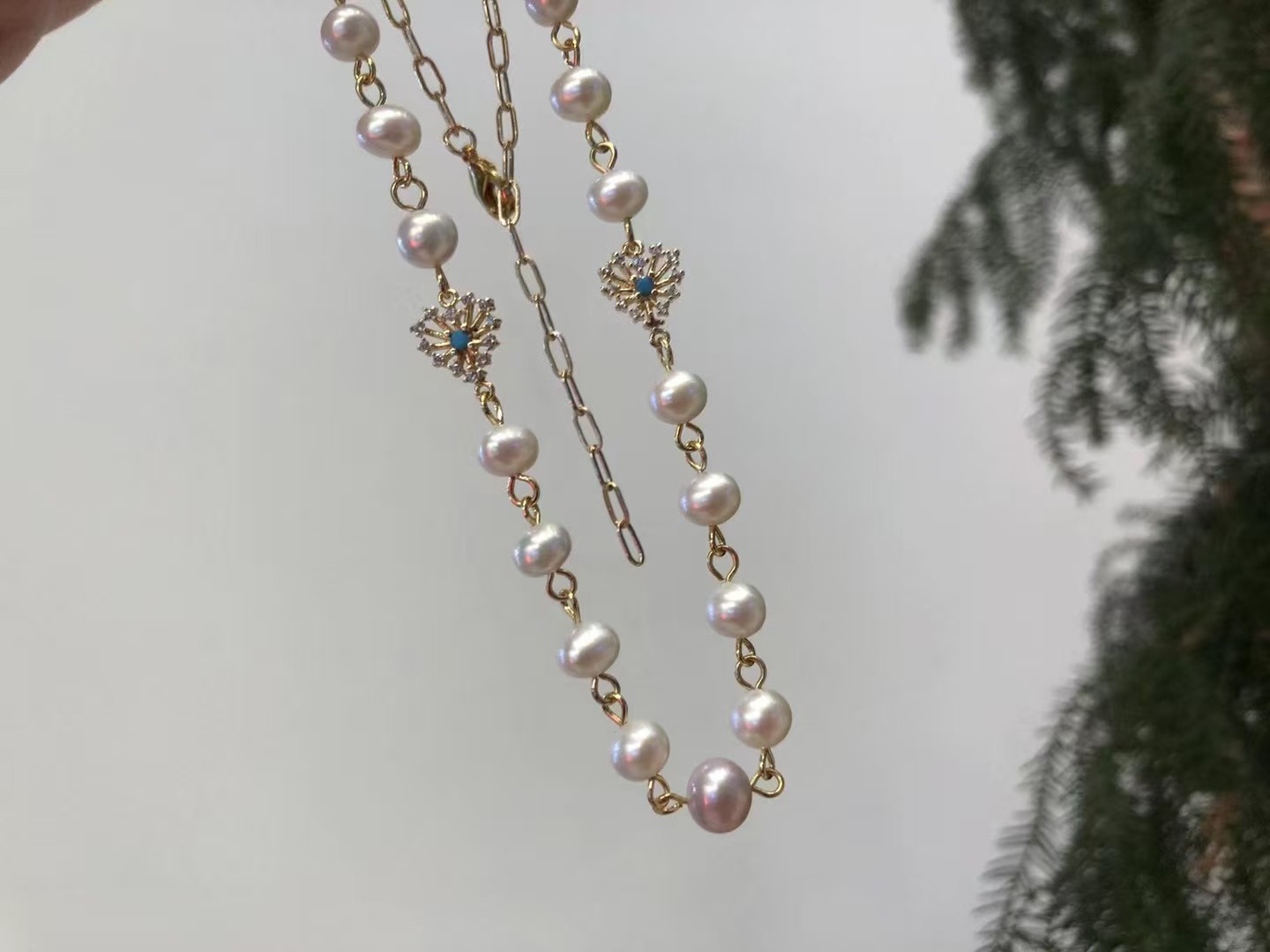 5-7mm freshwater pearl necklace, Alloy material,45cm (MJ-3009) - Image 9