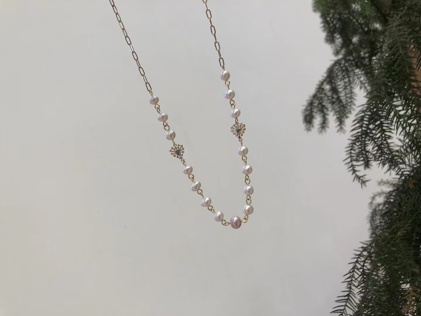 5-7mm freshwater pearl necklace, Alloy material,45cm (MJ-3009) - Image 8