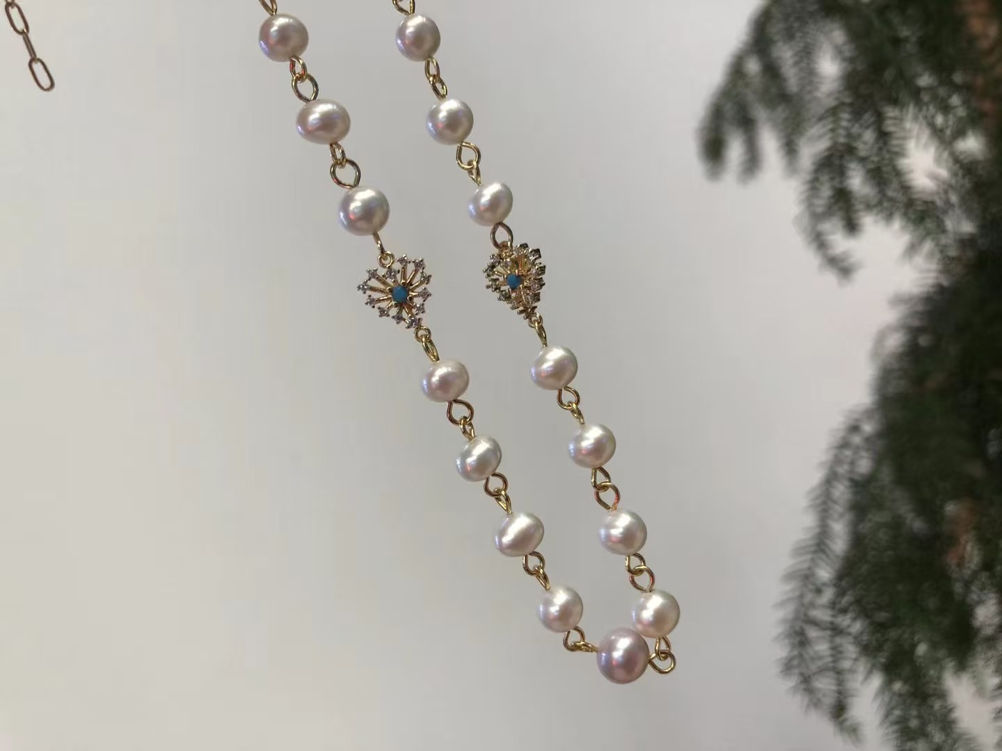 5-7mm freshwater pearl necklace, Alloy material,45cm (MJ-3009) - Image 7