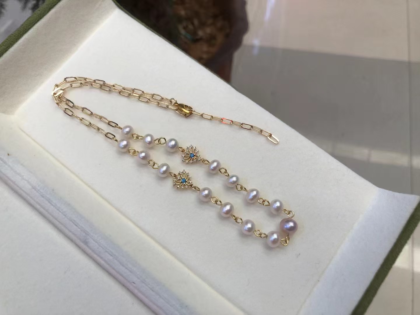 5-7mm freshwater pearl necklace, Alloy material,45cm (MJ-3009) - Image 6