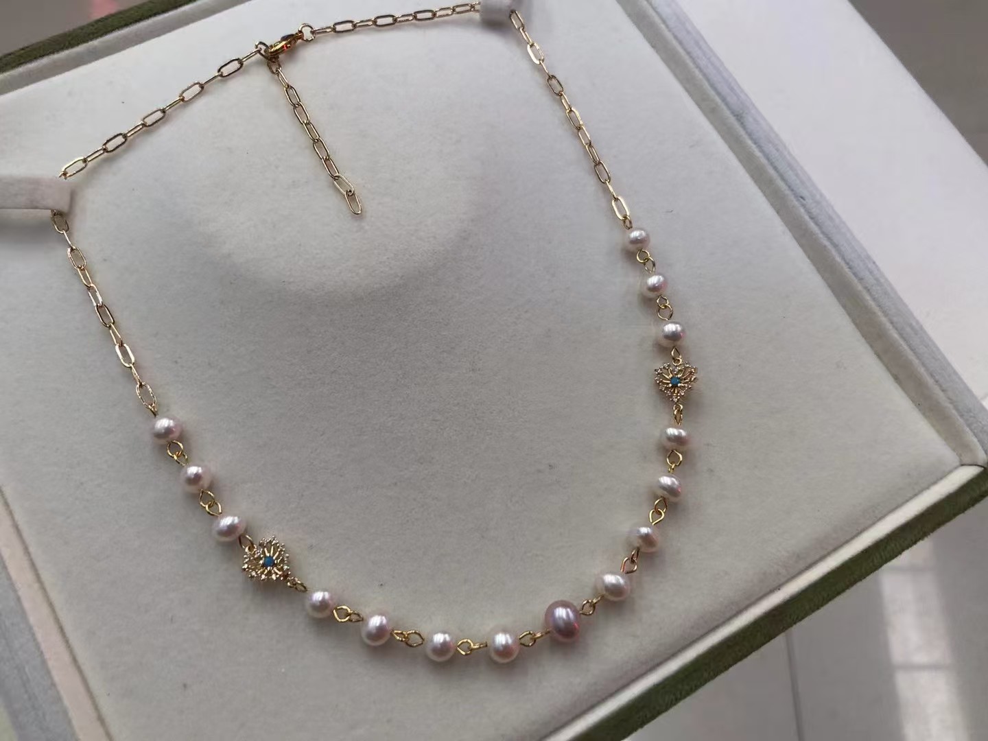 5-7mm freshwater pearl necklace, Alloy material,45cm (MJ-3009) - Image 3