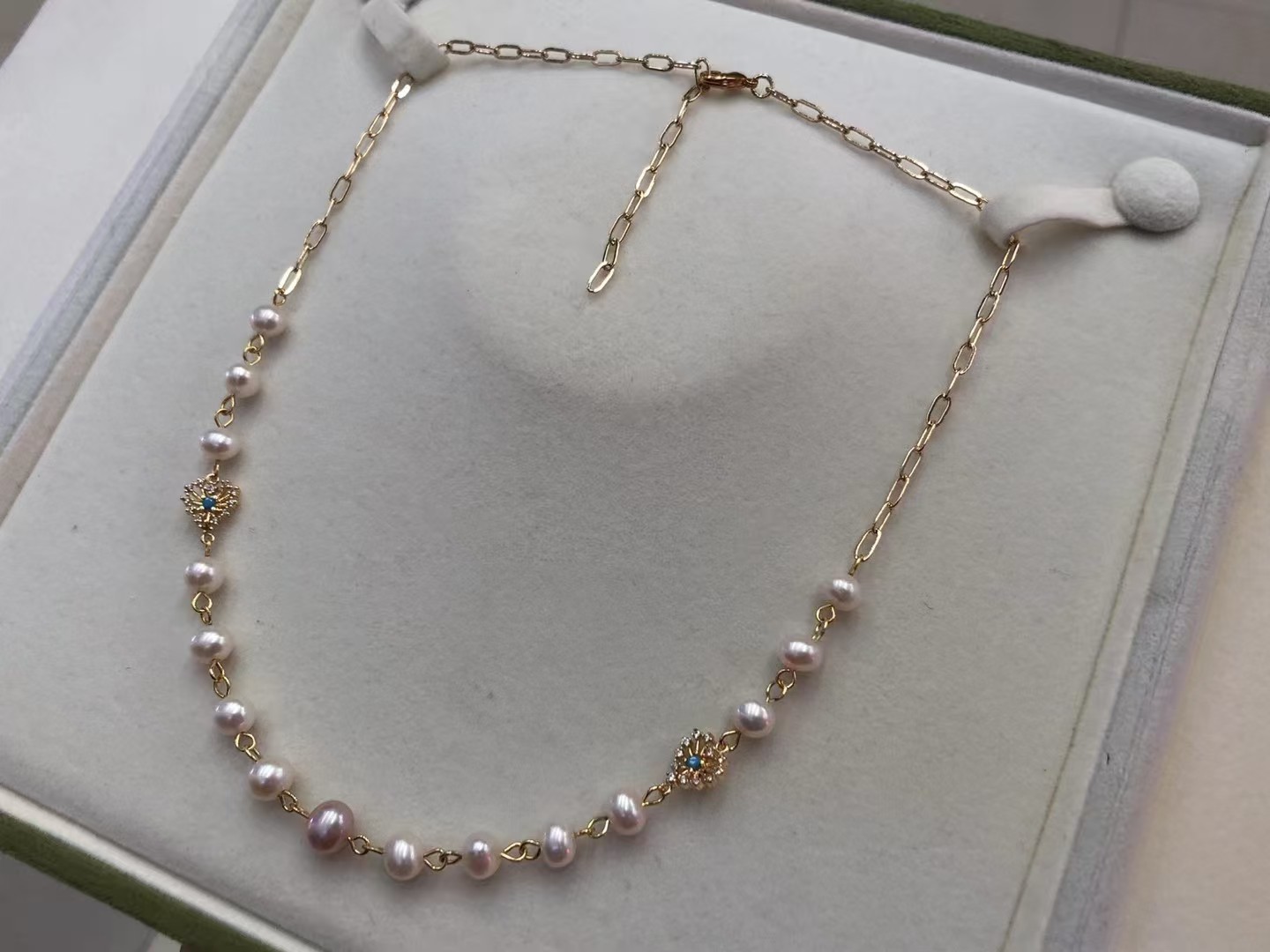 5-7mm freshwater pearl necklace, Alloy material,45cm (MJ-3009)