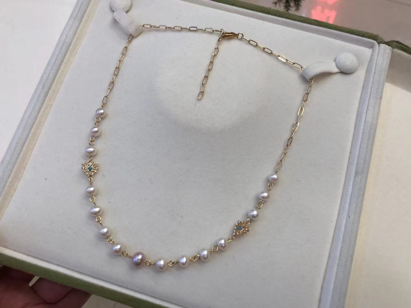 5-7mm freshwater pearl necklace, Alloy material,45cm (MJ-3009) - Image 2