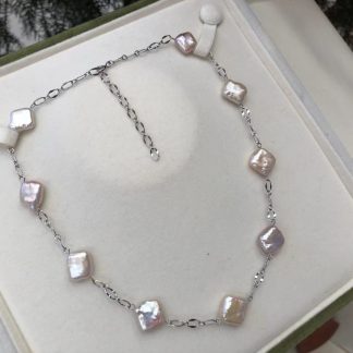 11*11mm freshwater baroque pearl necklace,Alloy material,45cm (MJ-3010)