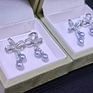6-7mm Japanese grey color akoya pearl earrings, S925 silver accessories (MJ-3012)