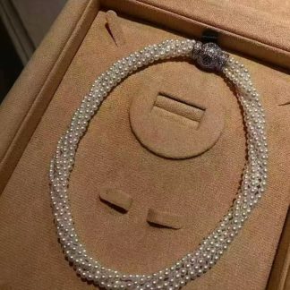 3-4mm freshwater pearl necklace, 8 layered (MJ-3019)