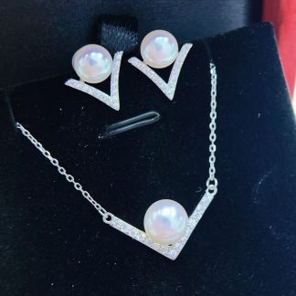 8-9mm freshwater pearl necklace & earrings (MJ-3022)