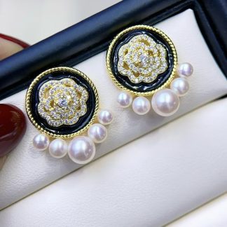 3-5mm freshwater pearl earrings, alloy material (MJ-3028)
