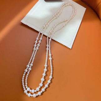 Freshwater pearl necklace	,		,	Pearl Size :	3-8mm	,	Pearl Necklace Length :	155cm	(	MJ-2028	)
