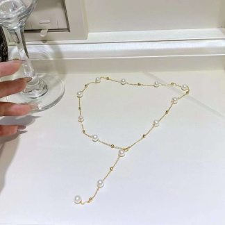 Freshwater pearl necklace	,	plated with 18k gold	,	Pearl Size :	7-8mm	,	Pearl Necklace Length :	50cm	(	MJ-2031	)