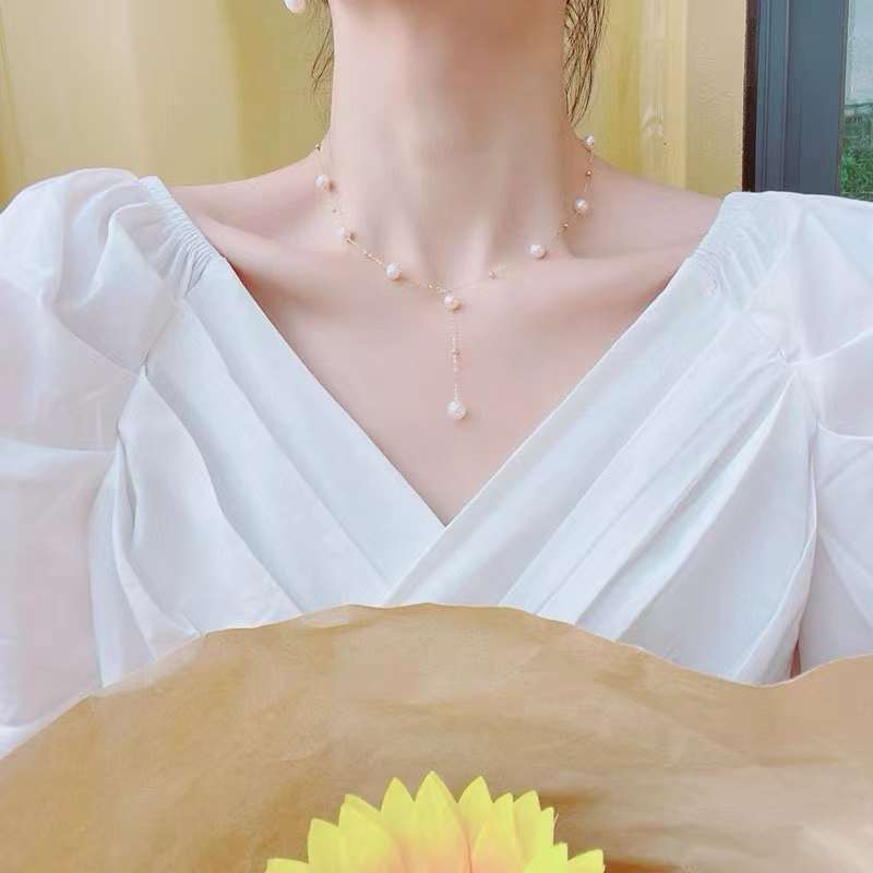 Freshwater pearl necklace , plated with 18k gold , Pearl Size : 7-8mm , Pearl Necklace Length : 50cm ( MJ-2031 ) - Image 3