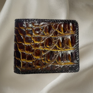 Short Woven Leather Wallet – Men’s Bifold | Genuine Crocodile Leather