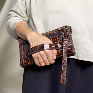 Mini Unisex Handbag – Elegant Genuine Crocodile Leather | Men’s & Women’s Leather Clutch | Authentic Indonesian Crocodile Leather